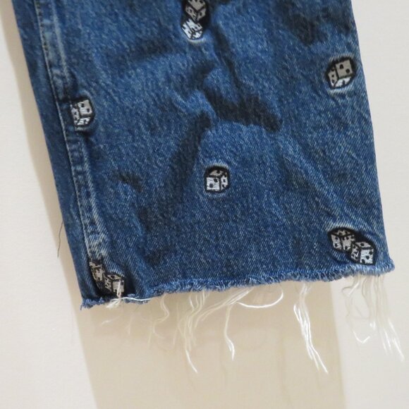 REFORMATION Dice Embroidery High Rise Straight Jeans Vegas Cropped Size 30 - Picture 9 of 16